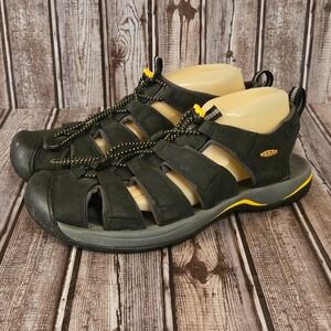 Sz 10 Mens Keen Escape H2 Black Waterproof Leather Sport Hiking Sandals VGUC!